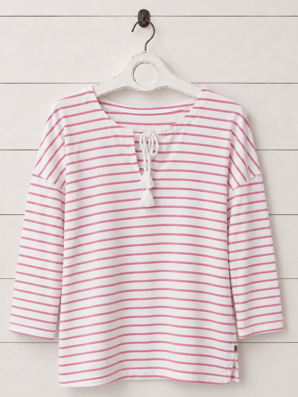 Talbots Pink and White Striped Tie-Front Tunic
